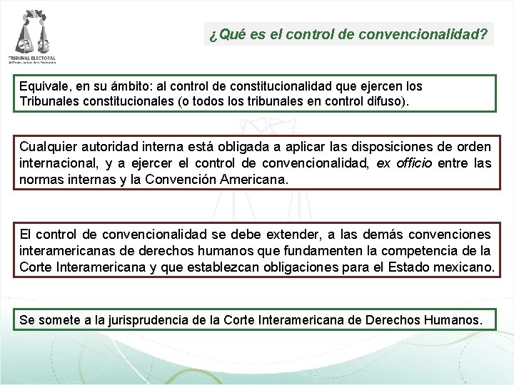 ¿Qué es el control de convencionalidad? Equivale, en su ámbito: al control de constitucionalidad ¿Qué es el control de convencionalidad? Equivale, en su ámbito: al control de constitucionalidad