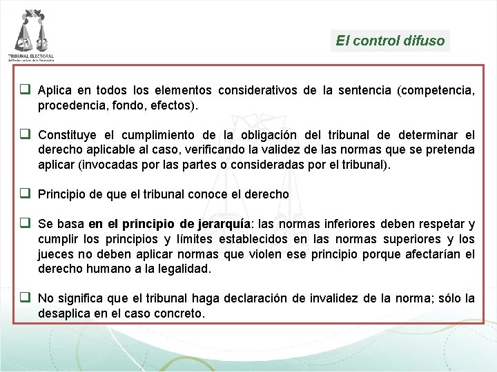 El control difuso q Aplica en todos los elementos considerativos de la sentencia (competencia, El control difuso q Aplica en todos los elementos considerativos de la sentencia (competencia,