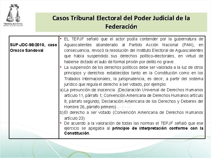 Casos Tribunal Electoral del Poder Judicial de la Federación • EL TEPJF señaló que Casos Tribunal Electoral del Poder Judicial de la Federación • EL TEPJF señaló que