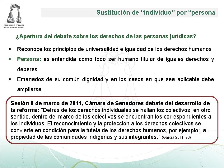 Sustitución de “individuo” por “persona ¿Apertura del debate sobre los derechos de las personas Sustitución de “individuo” por “persona ¿Apertura del debate sobre los derechos de las personas