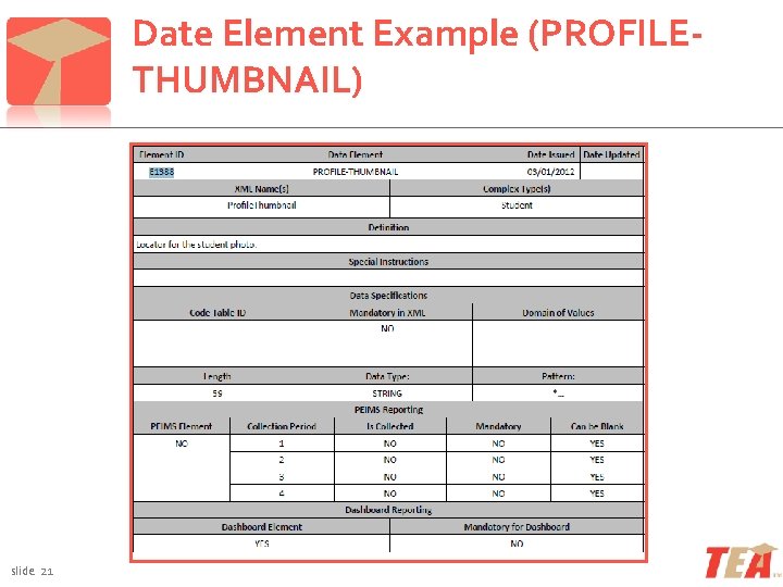 Date Element Example (PROFILETHUMBNAIL) slide 21 