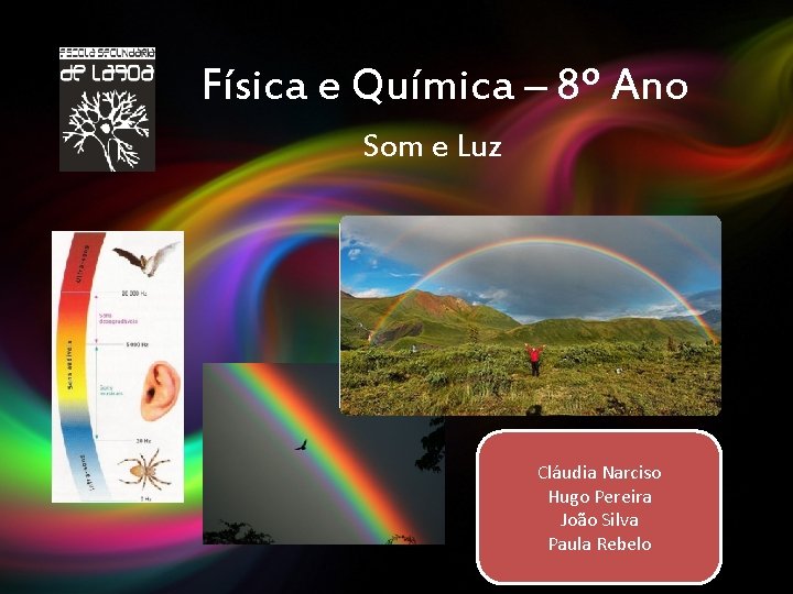 Física e Química – 8º Ano Som e Luz Cláudia Narciso Hugo Pereira João Física e Química – 8º Ano Som e Luz Cláudia Narciso Hugo Pereira João