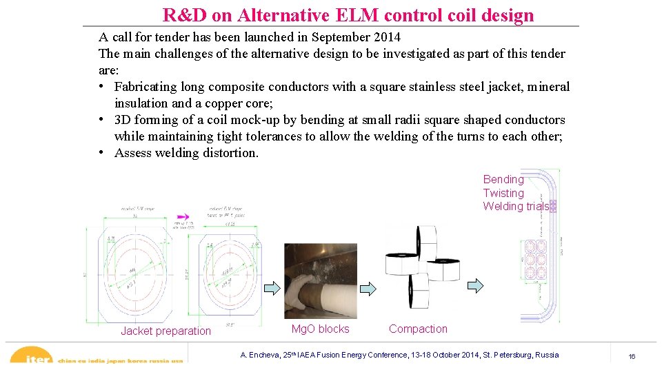 R&D on Alternative ELM control coil design A call for tender has been launched R&D on Alternative ELM control coil design A call for tender has been launched