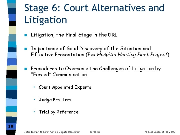 Stage 6: Court Alternatives and Litigation n Litigation, the Final Stage in the DRL