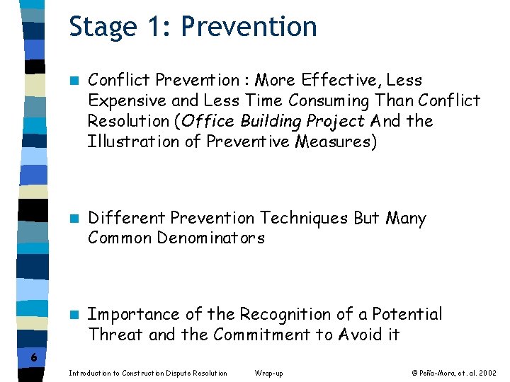 Stage 1: Prevention n Conflict Prevention : More Effective, Less Expensive and Less Time