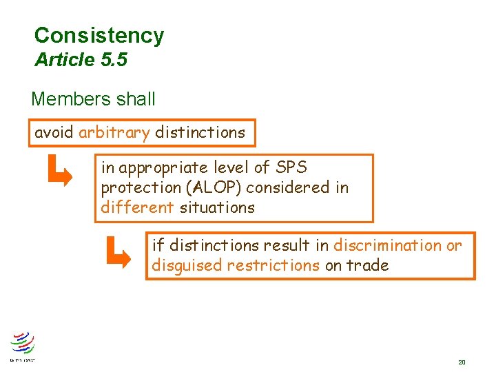 Consistency Article 5. 5 Members shall avoid arbitrary distinctions in appropriate level of SPS