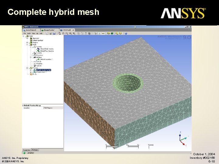 Complete hybrid mesh ANSYS, Inc. Proprietary © 2004 ANSYS, Inc. October 1, 2004 Inventory