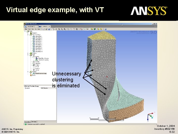 Virtual edge example, with VT Unnecessary clustering is eliminated ANSYS, Inc. Proprietary © 2004