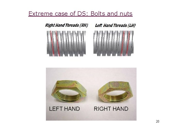 Extreme case of DS: Bolts and nuts 20 