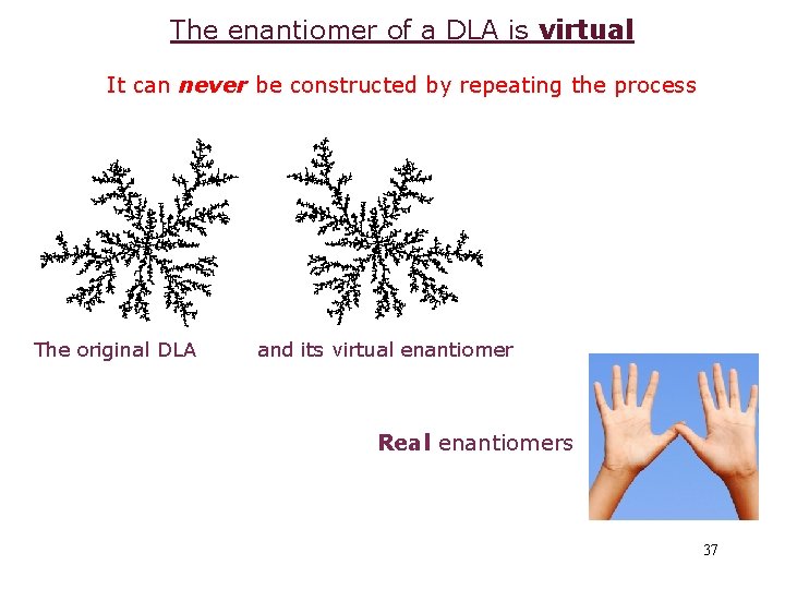 The enantiomer of a DLA is virtual It can never be constructed by repeating