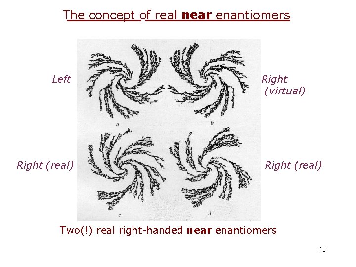 The concept of real near enantiomers Left Right (real) Right (virtual) Right (real) Two(!)