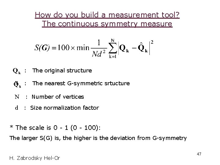How do you build a measurement tool? The continuous symmetry measure : The original