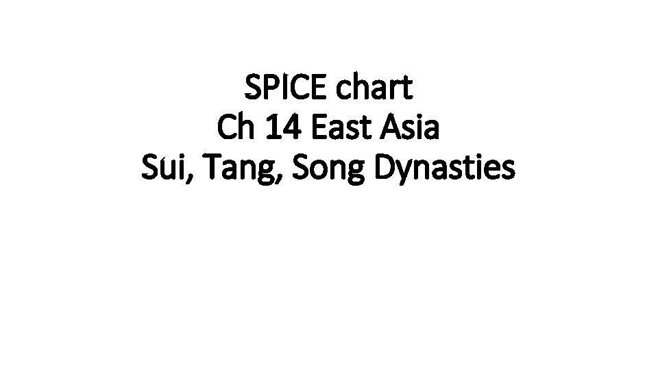 SPICE chart Ch 14 East Asia Sui, Tang, Song Dynasties 