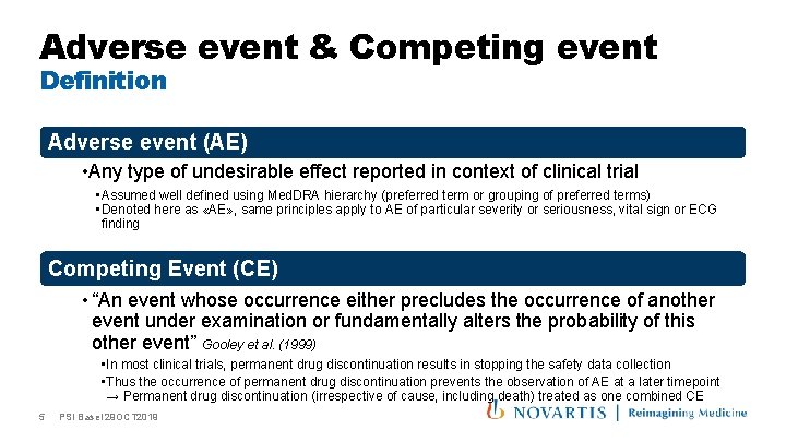 Adverse event & Competing event Definition Adverse event (AE) • Any type of undesirable