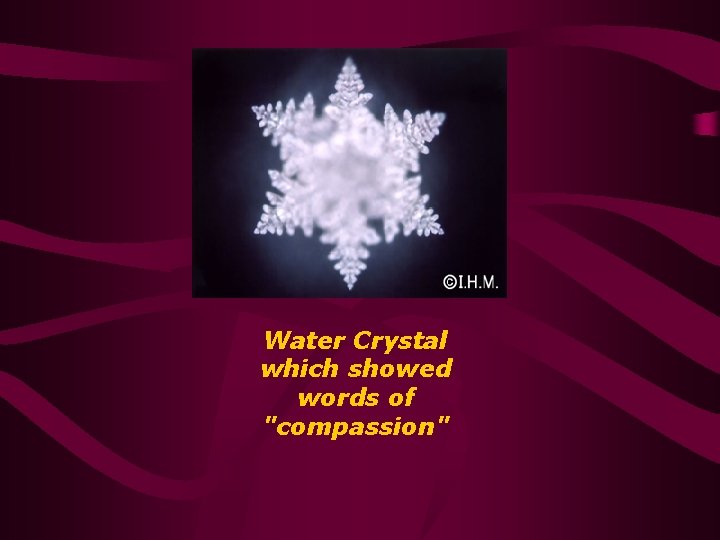 Water Crystal which showed words of "compassion" 