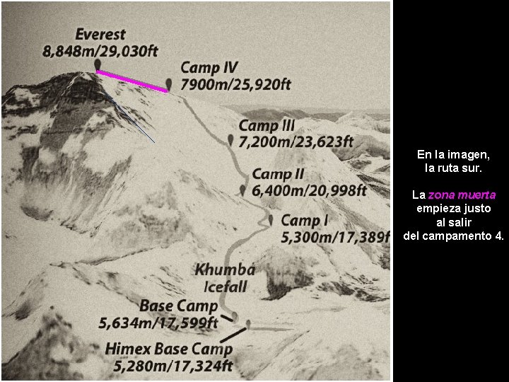 En la imagen, la ruta sur. La zona muerta empieza justo al salir del