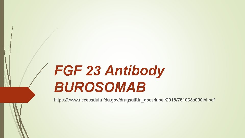 FGF 23 Antibody BUROSOMAB https: //www. accessdata. fda. gov/drugsatfda_docs/label/2018/761068 s 000 lbl. pdf 