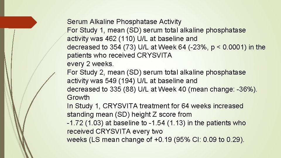 Serum Alkaline Phosphatase Activity For Study 1, mean (SD) serum total alkaline phosphatase activity