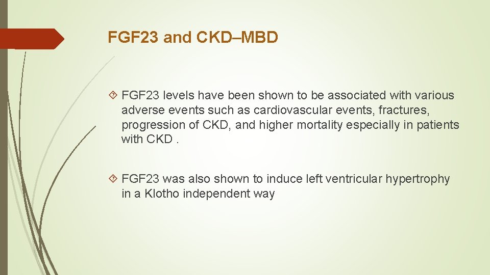 FGF 23 and CKD–MBD FGF 23 levels have been shown to be associated with