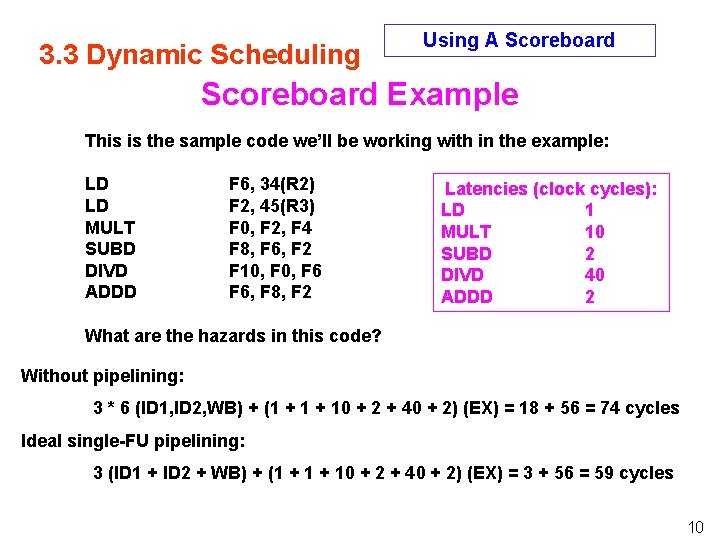 3. 3 Dynamic Scheduling Using A Scoreboard Example This is the sample code we’ll 3. 3 Dynamic Scheduling Using A Scoreboard Example This is the sample code we’ll