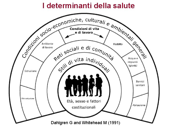 I determinanti della salute Dahlgren G and Whitehead M (1991) 