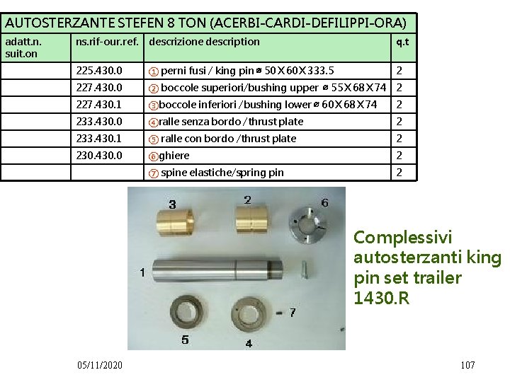 AUTOSTERZANTE STEFEN 8 TON (ACERBI-CARDI-DEFILIPPI-ORA) adatt. n. suit. on ns. rif-our. ref. descrizione description