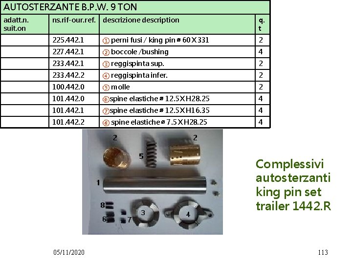 AUTOSTERZANTE B. P. W. 9 TON adatt. n. suit. on ns. rif-our. ref. descrizione