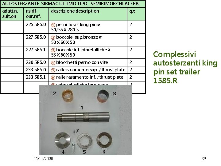 AUTOSTERZANTE SIRMAC ULTIMO TIPO SEMIRIMORCHI ACERBI adatt. n. suit. on ns. rifour. ref. descrizione