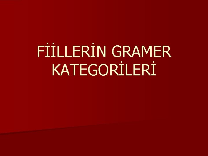 FİİLLERİN GRAMER KATEGORİLERİ 