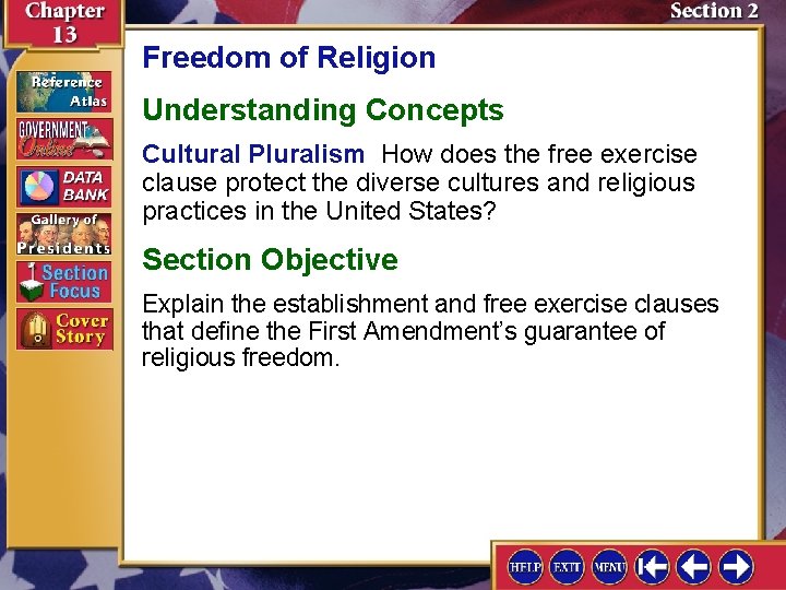 Freedom of Religion Understanding Concepts Cultural Pluralism How does the free exercise clause protect