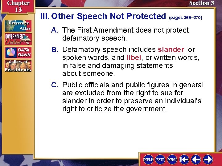 III. Other Speech Not Protected (pages 369– 370) A. The First Amendment does not