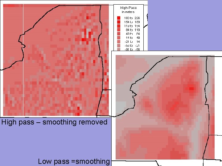 High pass – smoothing removed 42 Low pass =smoothing 