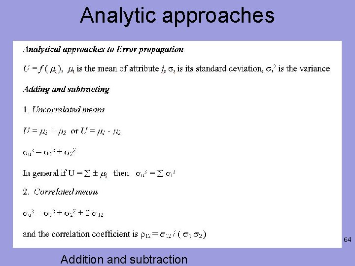 Analytic approaches 64 Addition and subtraction 