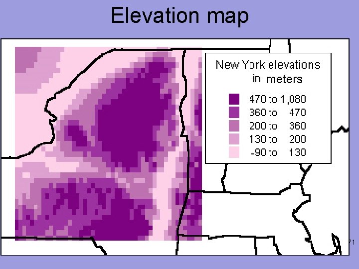 Elevation map meters 71 