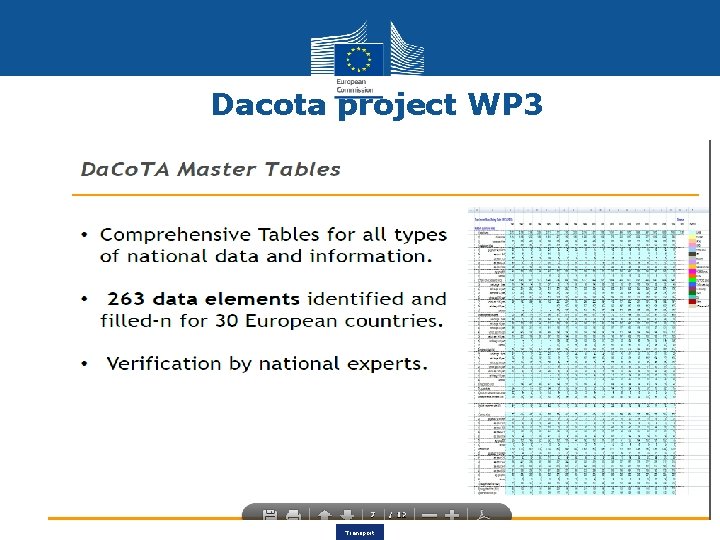 Dacota project WP 3 Transport 