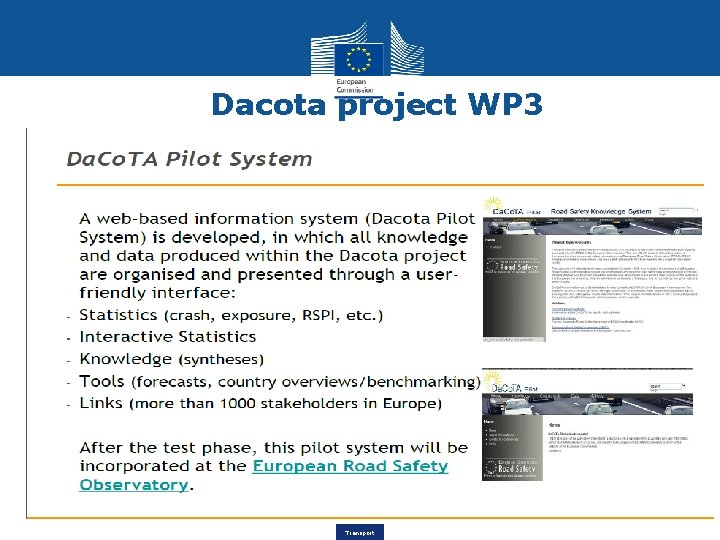 Dacota project WP 3 Transport 