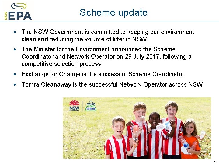Scheme update · The NSW Government is committed to keeping our environment clean and