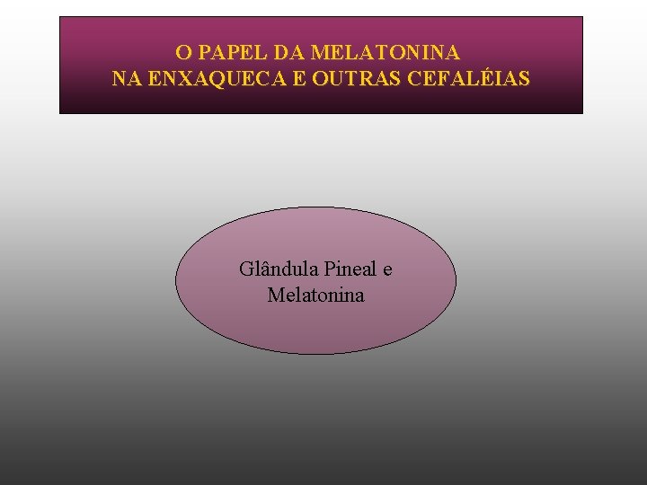 O PAPEL DA MELATONINA FISIOPATOLOGIA DA ENXAQUECA NA ENXAQUECA E OUTRAS CEFALÉIAS Glândula Pineal