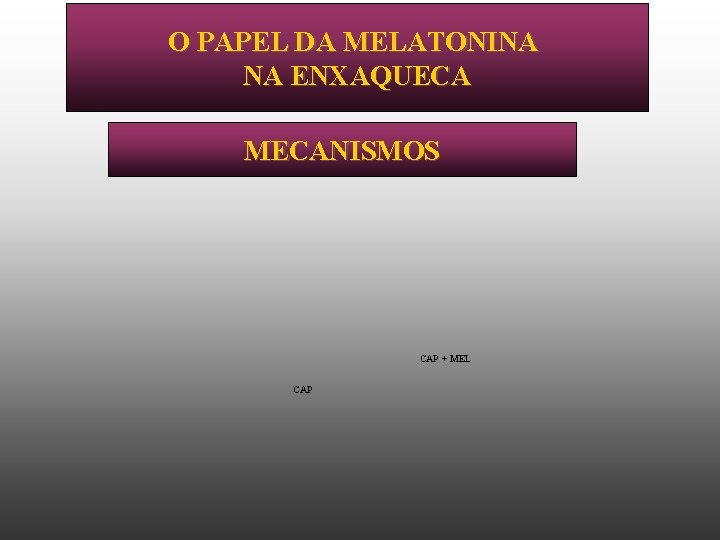 O PAPEL DA MELATONINA NA ENXAQUECA MECANISMOS CAP + MEL CAP 