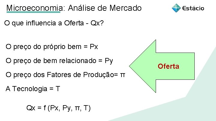 Microeconomia: Análise de Mercado O que influencia a Oferta - Qx? Aula 1 Título