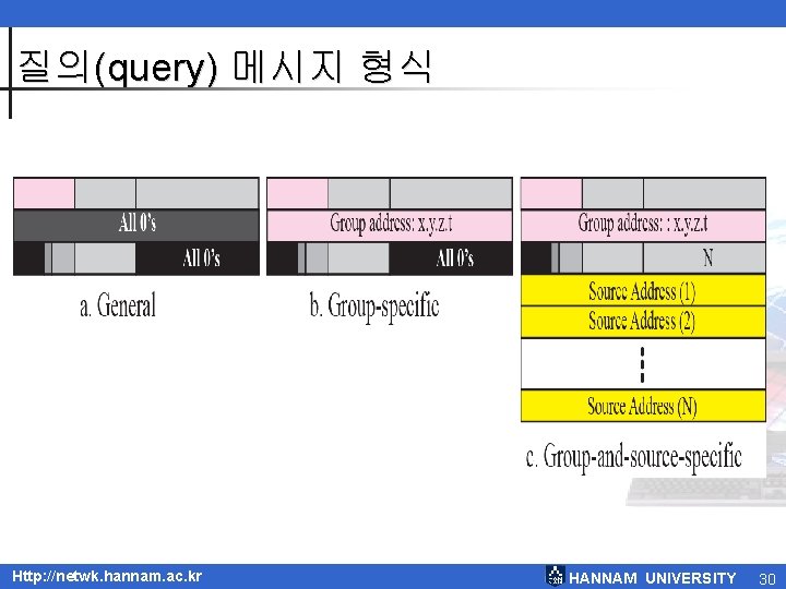 질의(query) 메시지 형식 Http: //netwk. hannam. ac. kr HANNAM UNIVERSITY 30 