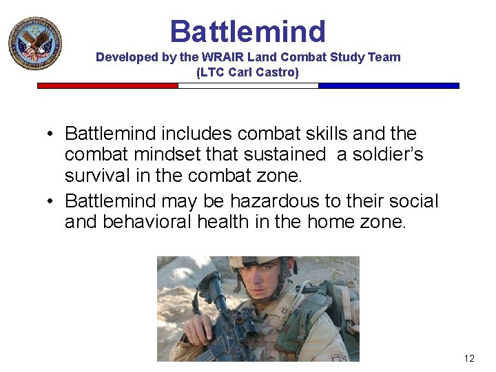 Battlemind Developed by the WRAIR Land Combat Study Team (LTC Carl Castro) • Battlemind