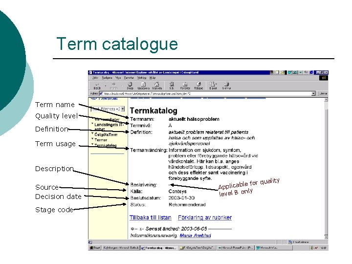 Term catalogue Term name Quality level Definition Term usage Description Source Decision date Stage Term catalogue Term name Quality level Definition Term usage Description Source Decision date Stage
