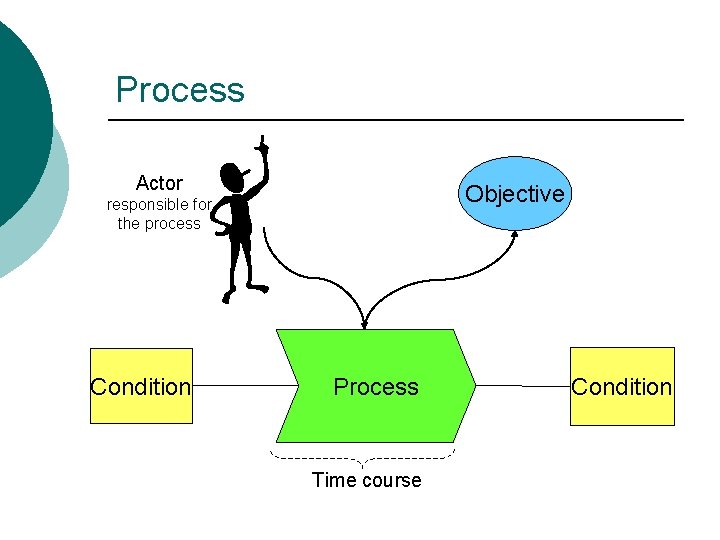Process Actor Objective responsible for the process Condition Process Time course Condition Process Actor Objective responsible for the process Condition Process Time course Condition