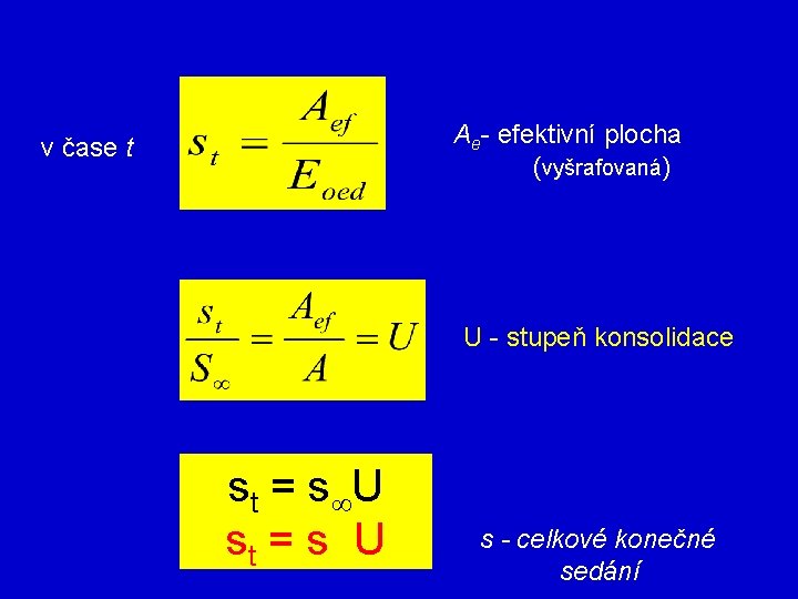  Ae- efektivní plocha (vyšrafovaná) v čase t U - stupeň konsolidace st =