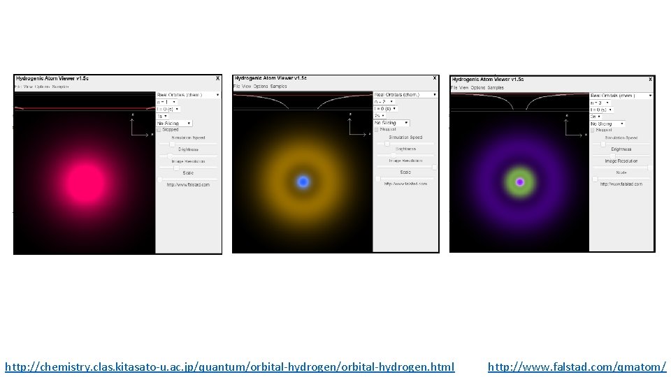 http: //chemistry. clas. kitasato-u. ac. jp/quantum/orbital-hydrogen. html http: //www. falstad. com/qmatom/ 