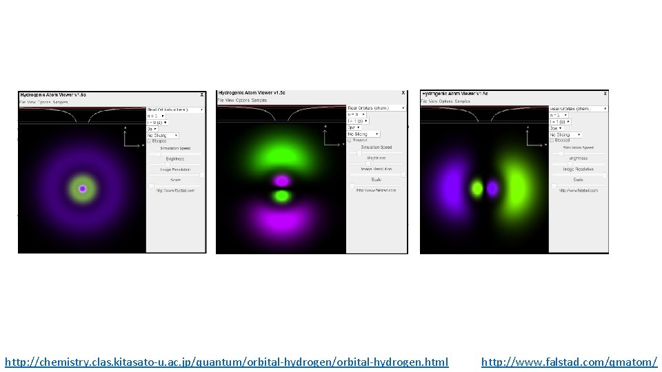 http: //chemistry. clas. kitasato-u. ac. jp/quantum/orbital-hydrogen. html http: //www. falstad. com/qmatom/ 