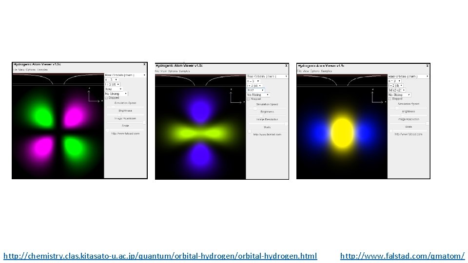 http: //chemistry. clas. kitasato-u. ac. jp/quantum/orbital-hydrogen. html http: //www. falstad. com/qmatom/ 