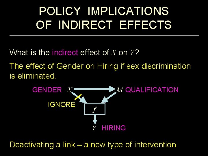 POLICY IMPLICATIONS OF INDIRECT EFFECTS What is the indirect effect of X on Y?