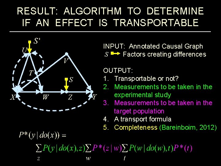 RESULT: ALGORITHM TO DETERMINE IF AN EFFECT IS TRANSPORTABLE U V T X S
